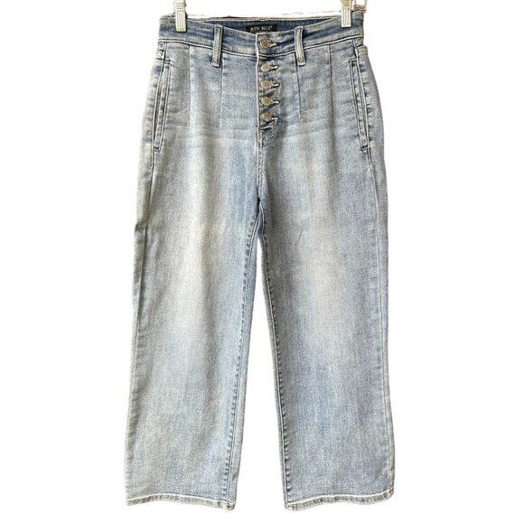 Judy Blue Wide‎ Leg Cropped Jeans 5/27 Light Wash Button Fly Cotton Blend - Picture 1 of 8